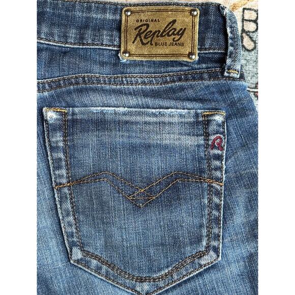 Replay Blue Jeans Vintage Pearl Straight Leg Denim y2k Size 27 - Picture 3 of 14